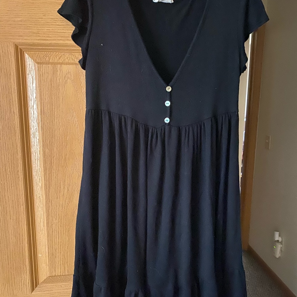SOLD!!! See You Monday Black Ruffled Babydoll Mini Dress